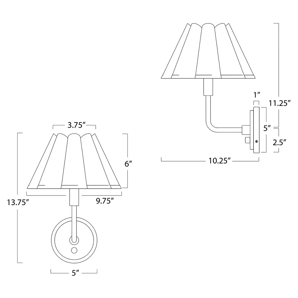 Polly French Scalloped Wall Sconce - Natural Brass, Linen