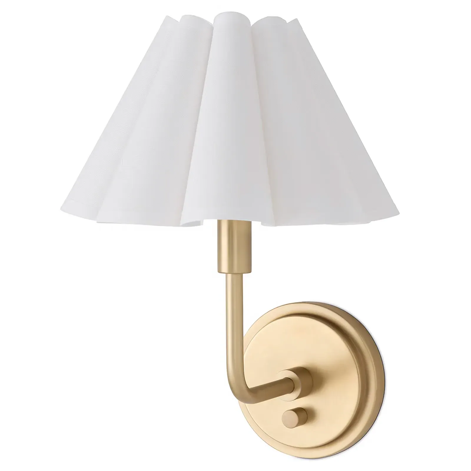 Polly French Scalloped Wall Sconce - Natural Brass, Linen image