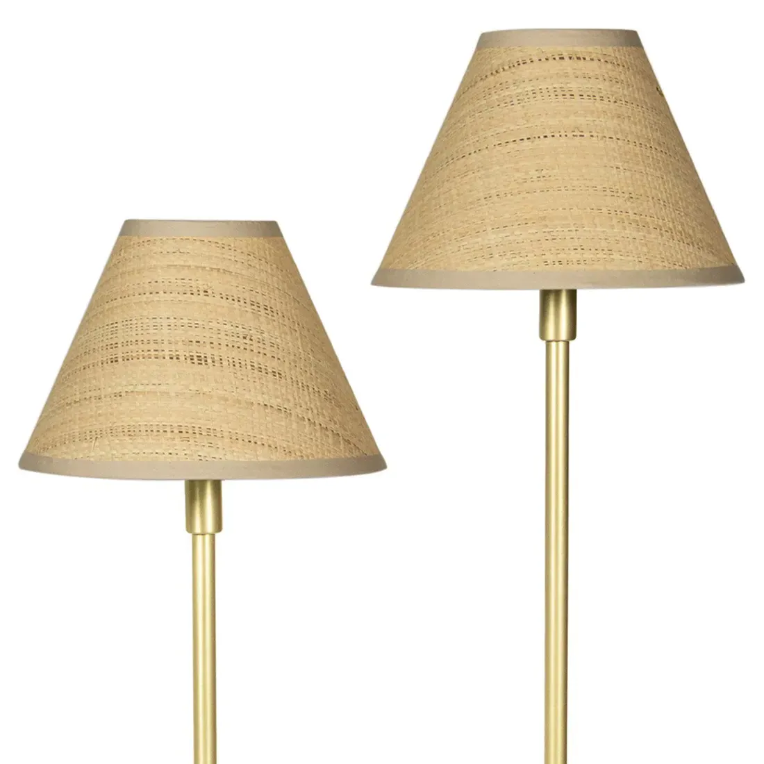 Polly Rattan Shade Floor Lamp - Natural Brass, Steel