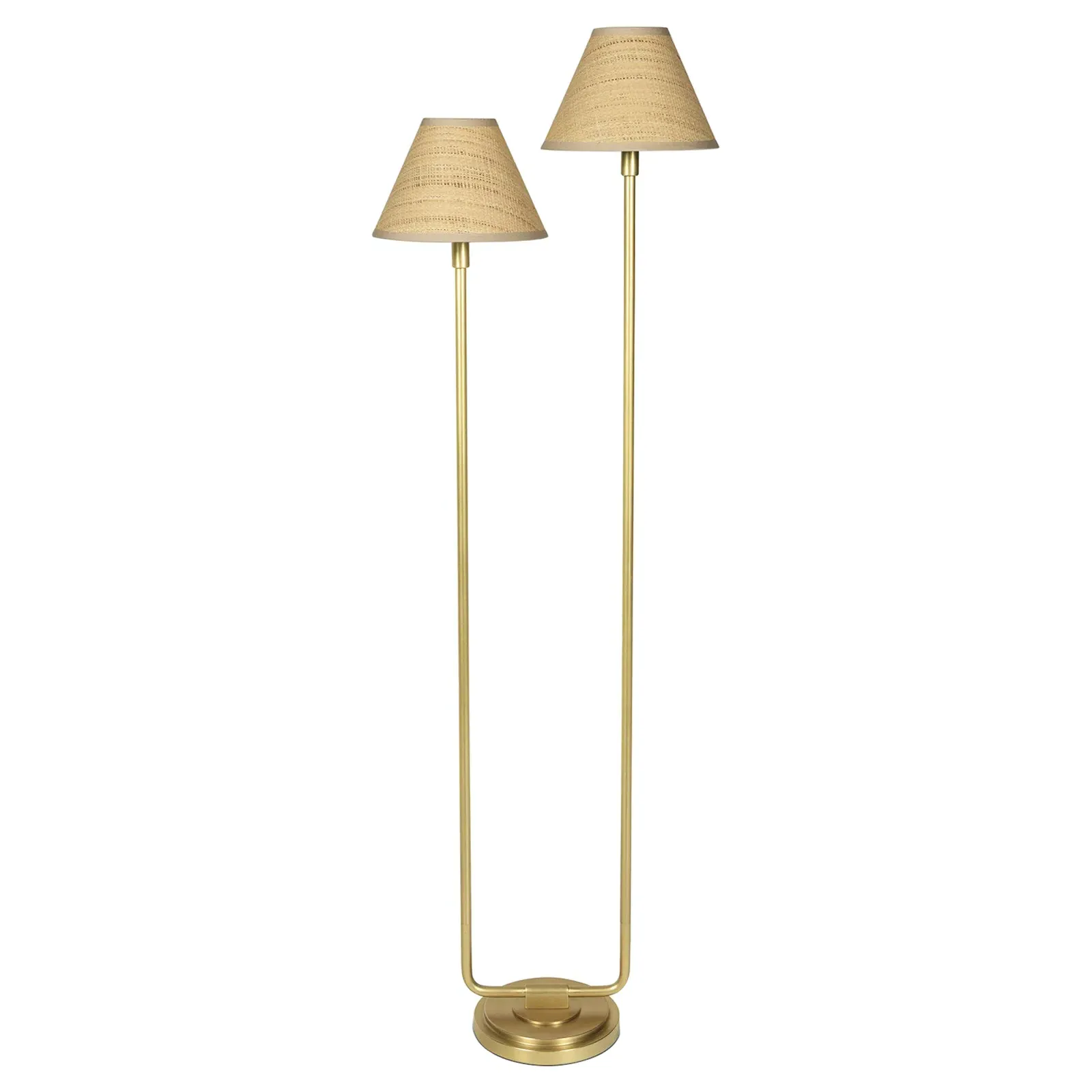 Polly Rattan Shade Floor Lamp - Natural Brass, Steel