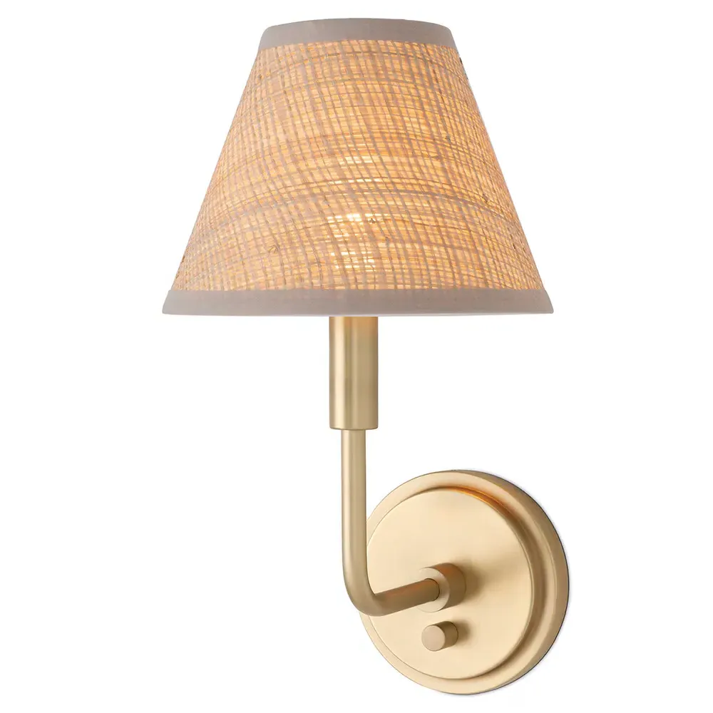 Polly Round Wall Sconce - Brown, Rattan