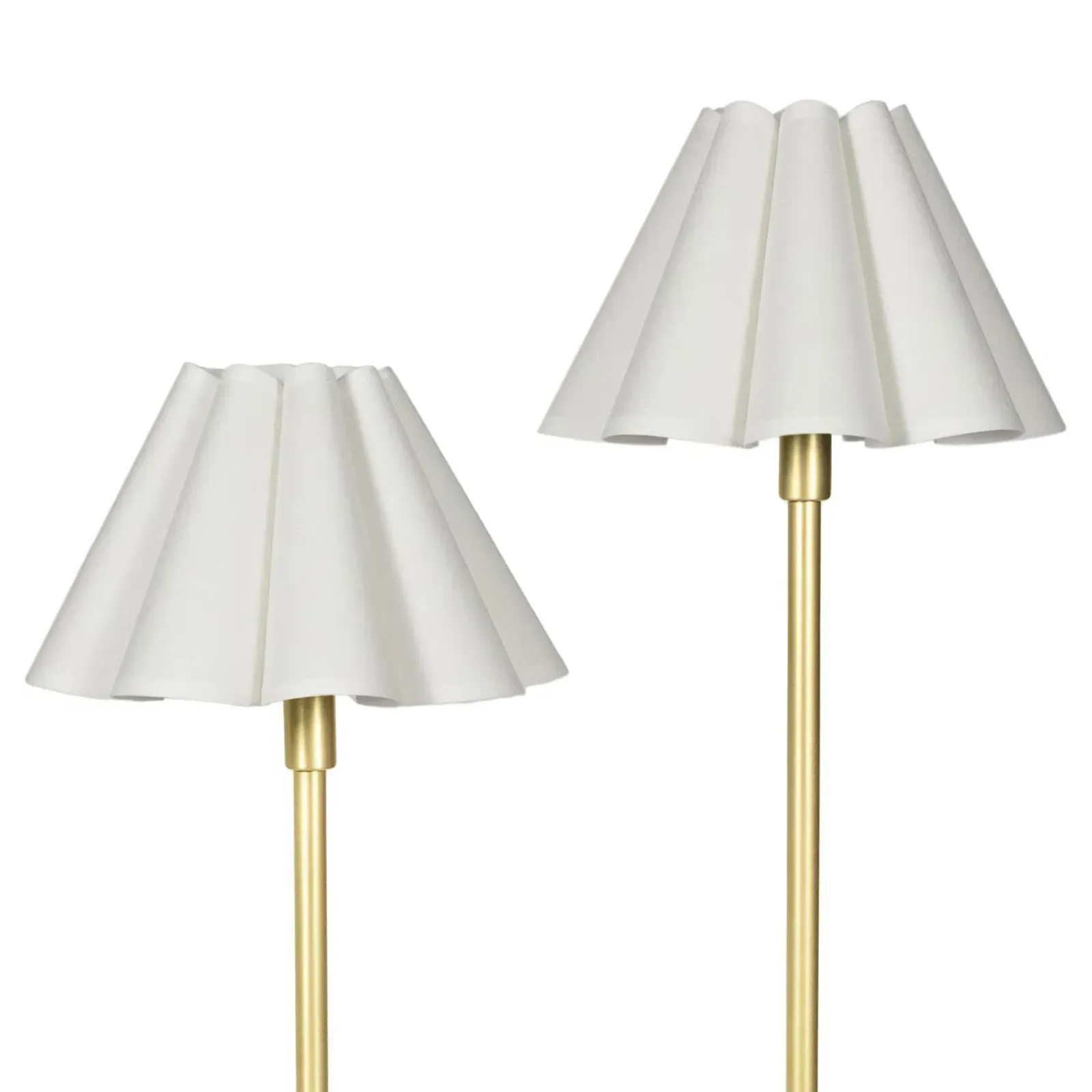 Polly Scalloped Floor Lamp - White, Brass