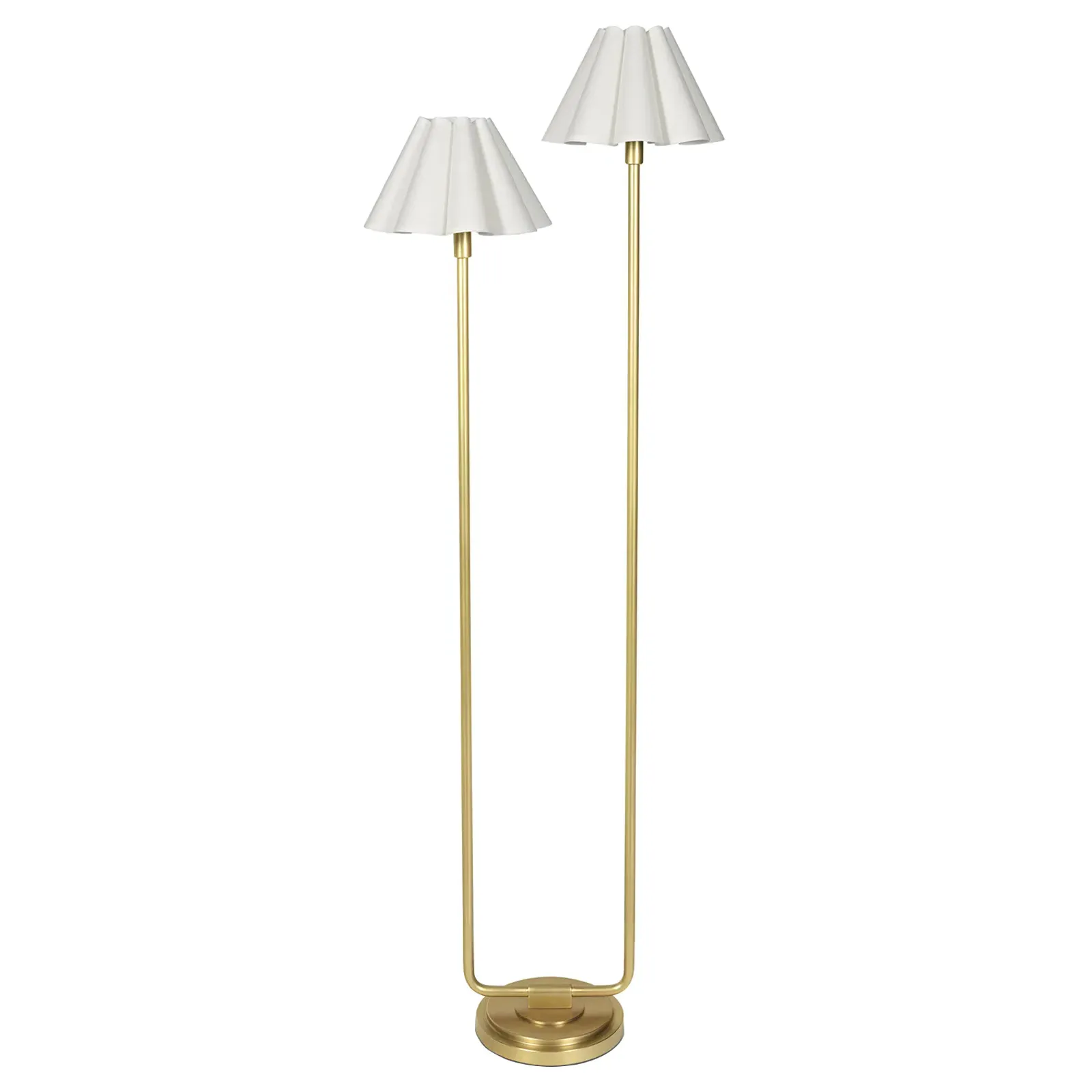 Polly Scalloped Floor Lamp - White, Brass image