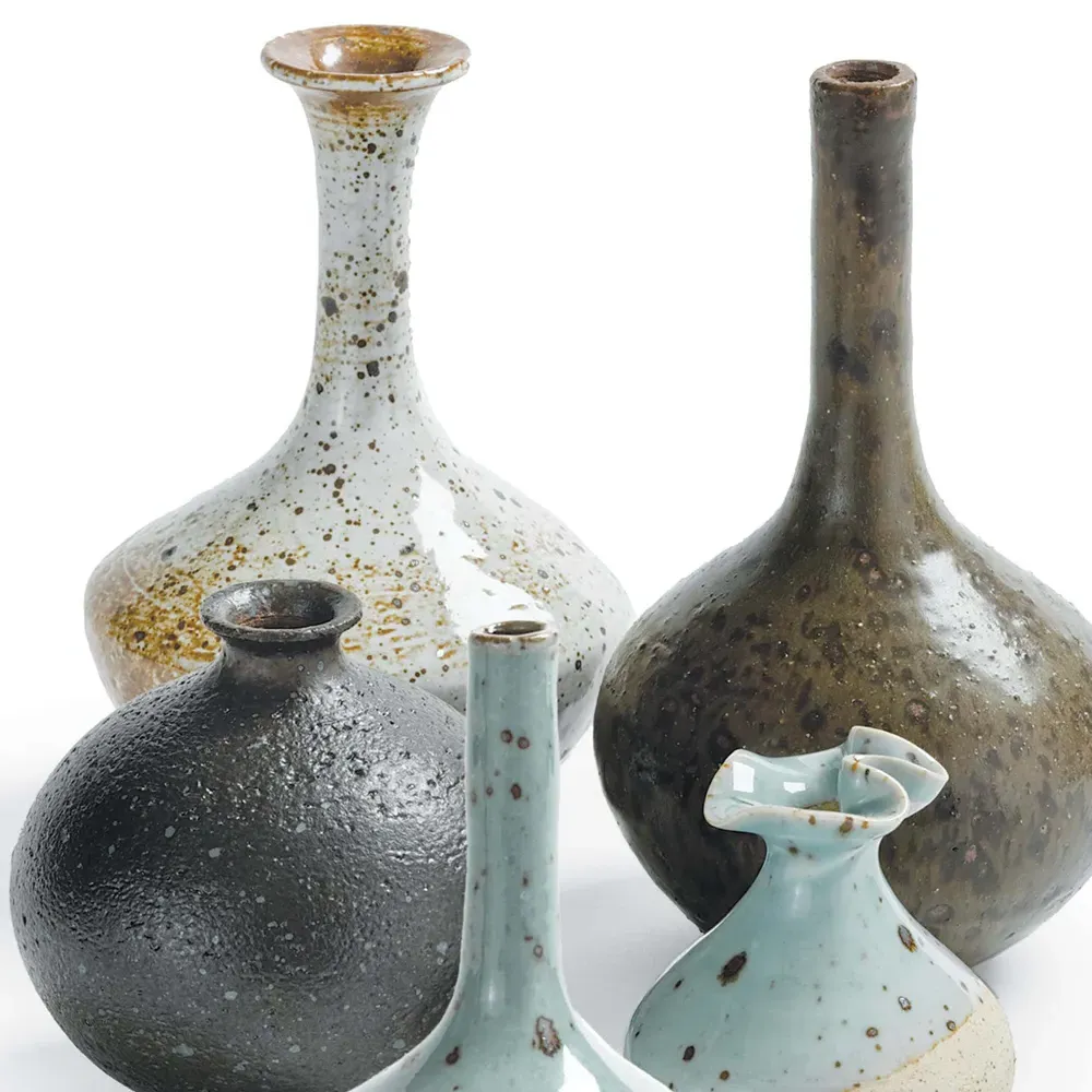 Porcelain Bud Vase Set of 8 - Brown, Ceramic