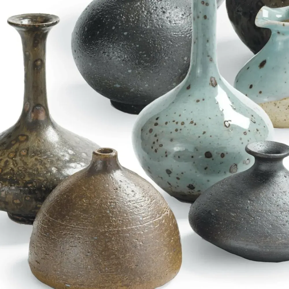 Porcelain Bud Vase Set of 8 - Brown, Ceramic