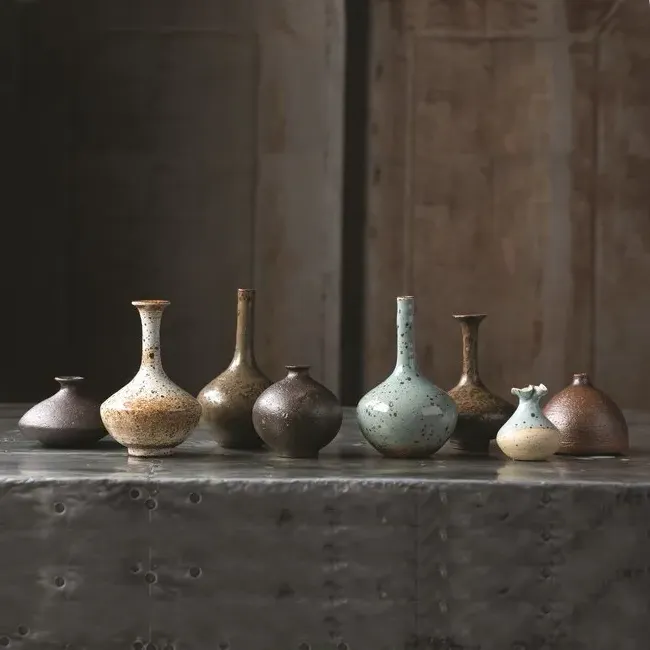 Porcelain Bud Vase Set of 8 - Brown, Ceramic