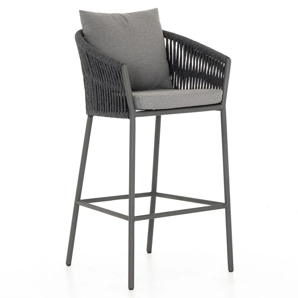 Porter Outdoor Bar Stool - Grey, Rope