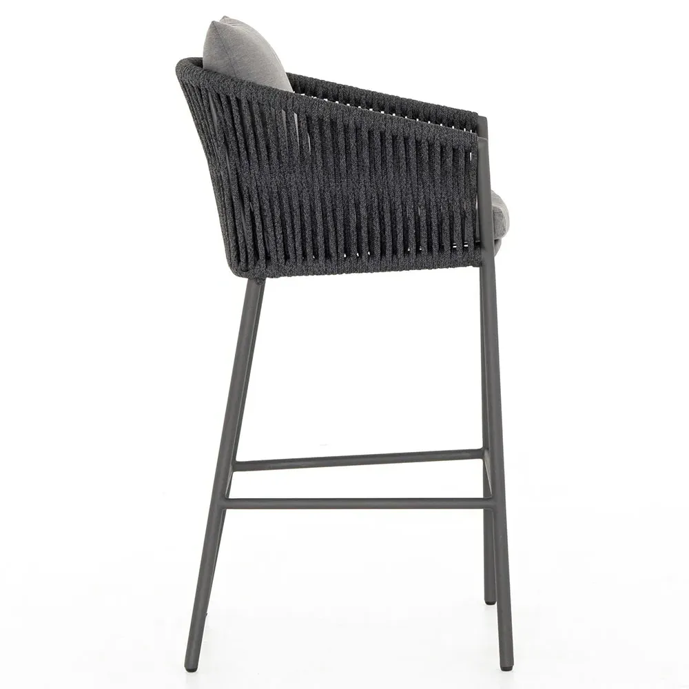 Porter Outdoor Bar Stool - Grey, Rope