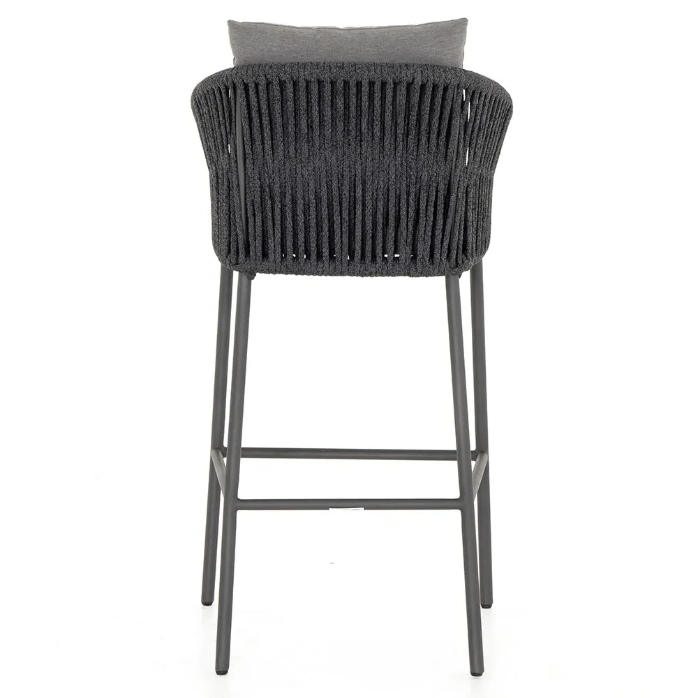 Porter Outdoor Bar Stool - Grey, Rope