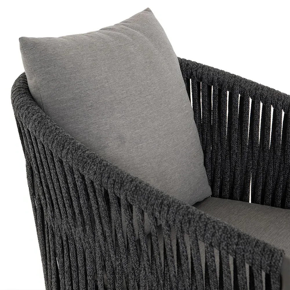 Porter Outdoor Bar Stool - Grey, Rope