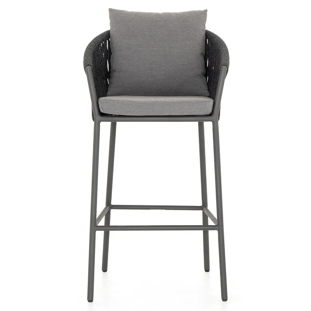Porter Outdoor Bar Stool - Grey, Rope