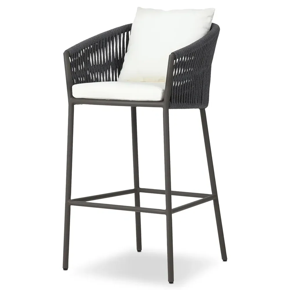 Porter Outdoor Bar Stool - White, Aluminum