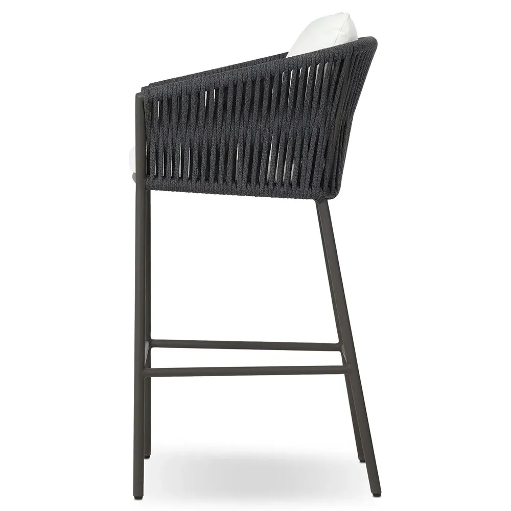 Porter Outdoor Bar Stool - White, Aluminum