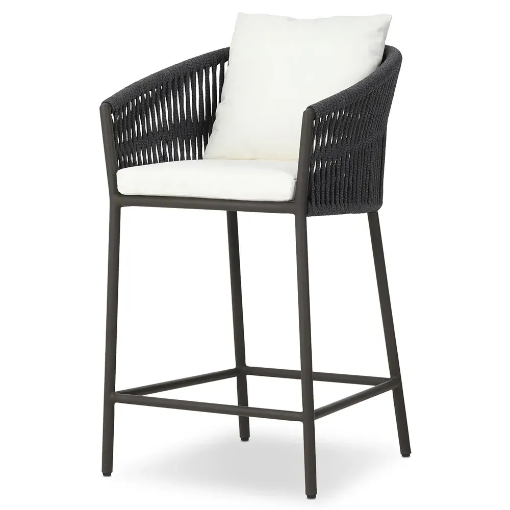 Porter Outdoor Counter Stool - White, Aluminum