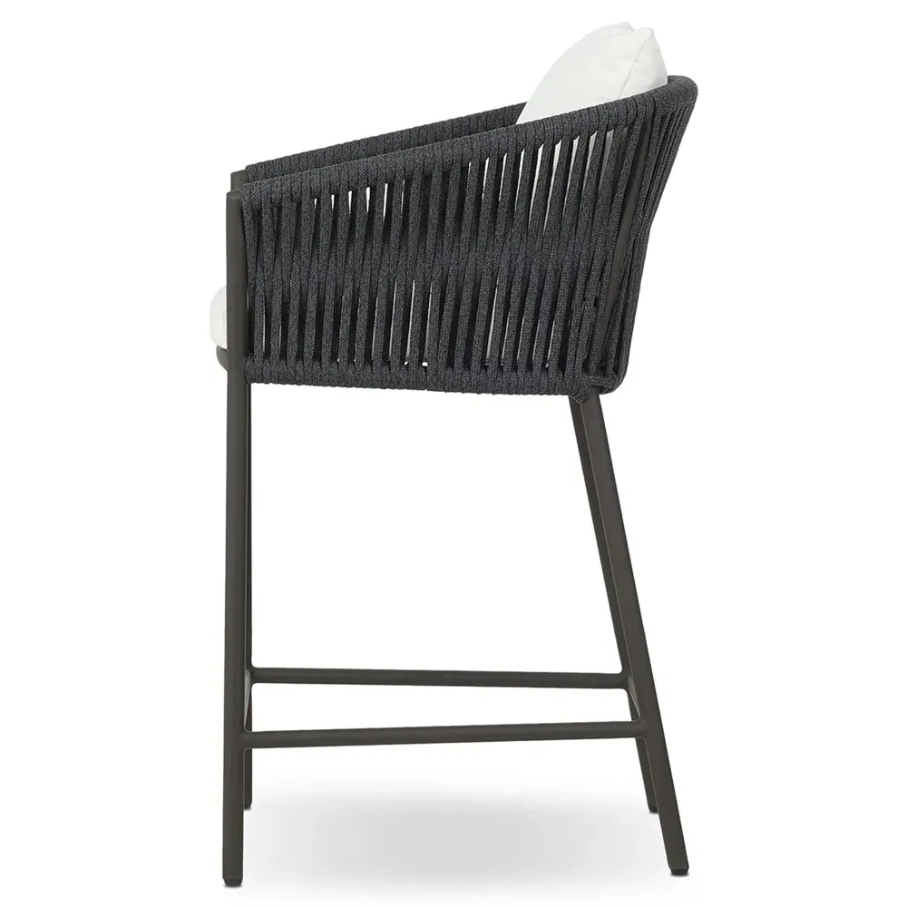 Porter Outdoor Counter Stool - White, Aluminum