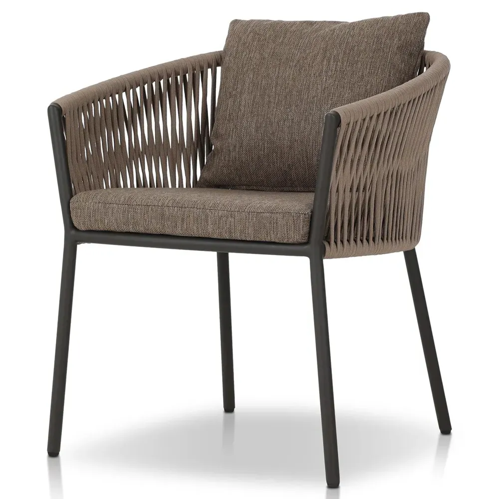 Porter Outdoor Dining Arm Chair - Brown, Aluminum