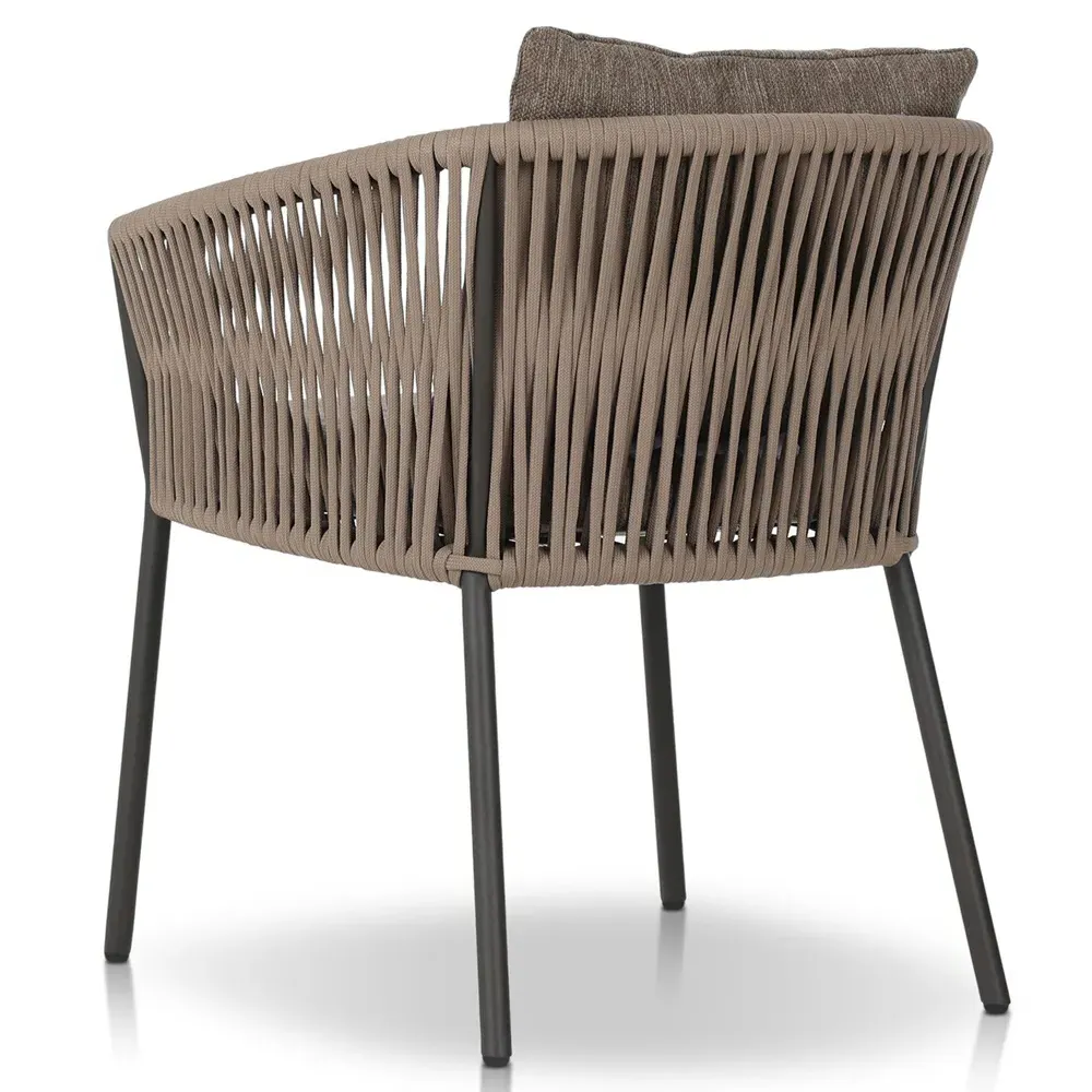 Porter Outdoor Dining Arm Chair - Brown, Aluminum