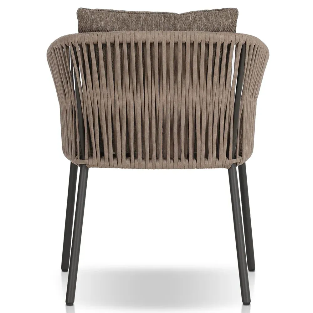 Porter Outdoor Dining Arm Chair - Brown, Aluminum