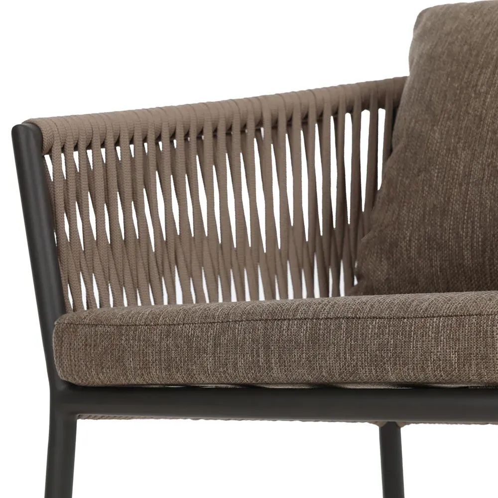 Porter Outdoor Dining Arm Chair - Brown, Aluminum