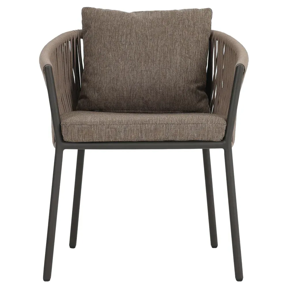 Porter Outdoor Dining Arm Chair - Brown, Aluminum image