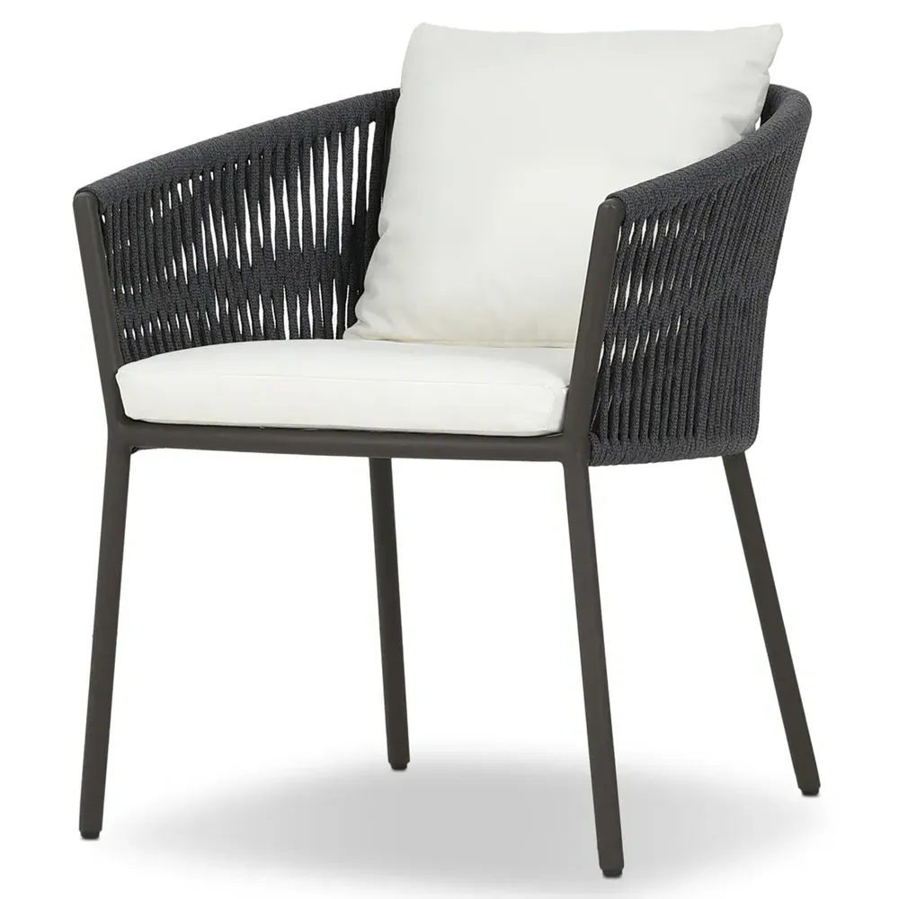 Porter Outdoor Dining Arm Chair - White, Aluminum