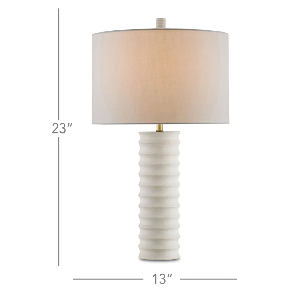 Porter Ridged Table Lamp - White, Sand Stone