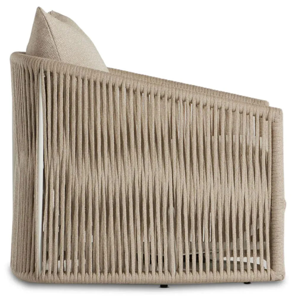 Porter Swivel Lounge Chair with Woven Rope - Beige, Aluminum