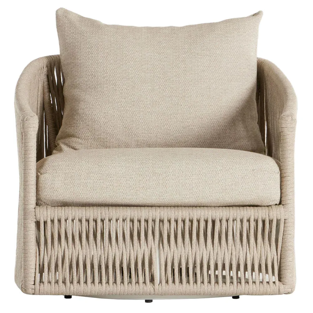 Porter Swivel Lounge Chair with Woven Rope - Beige, Aluminum