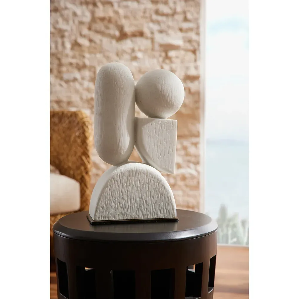 Poza Riverstone Sculpture - White, Steel Base