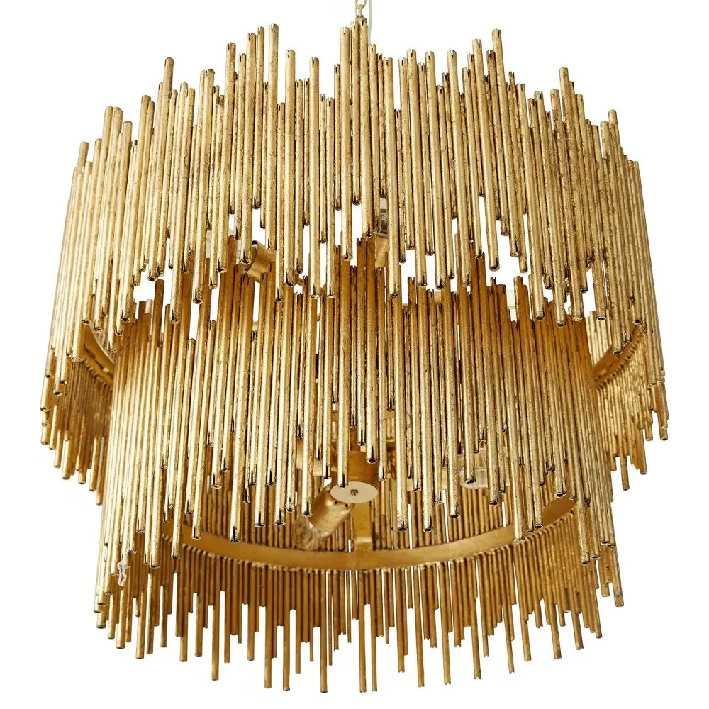 Prescott Round 2 Tier Pendant Light - Gold Leaf, Iron