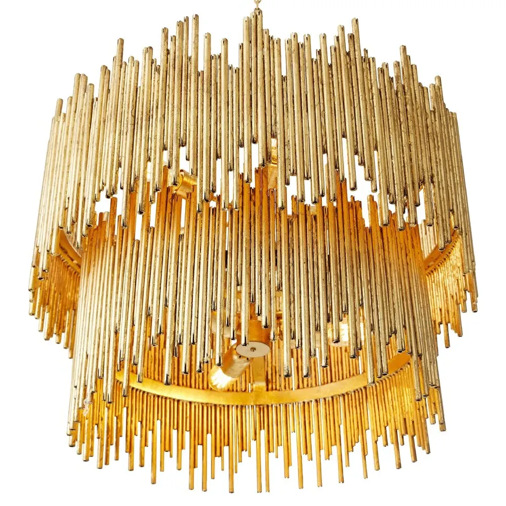 Prescott Round 2 Tier Pendant Light - Gold Leaf, Iron
