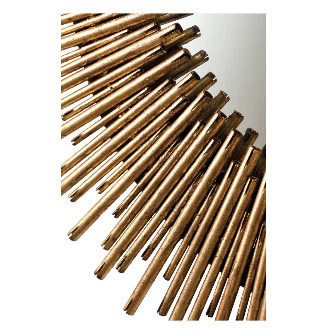 Prescott Round Sunburst Wall Mirror - Antiqued Gold, Iron