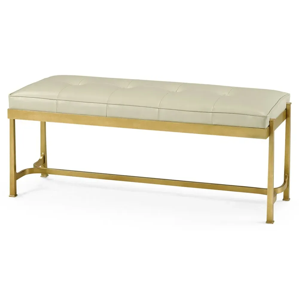 Prescott Tufted Bedroom Bench - Cream, Leather