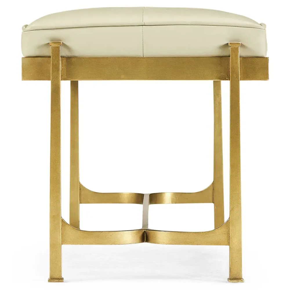 Prescott Tufted Bedroom Bench - Cream, Leather