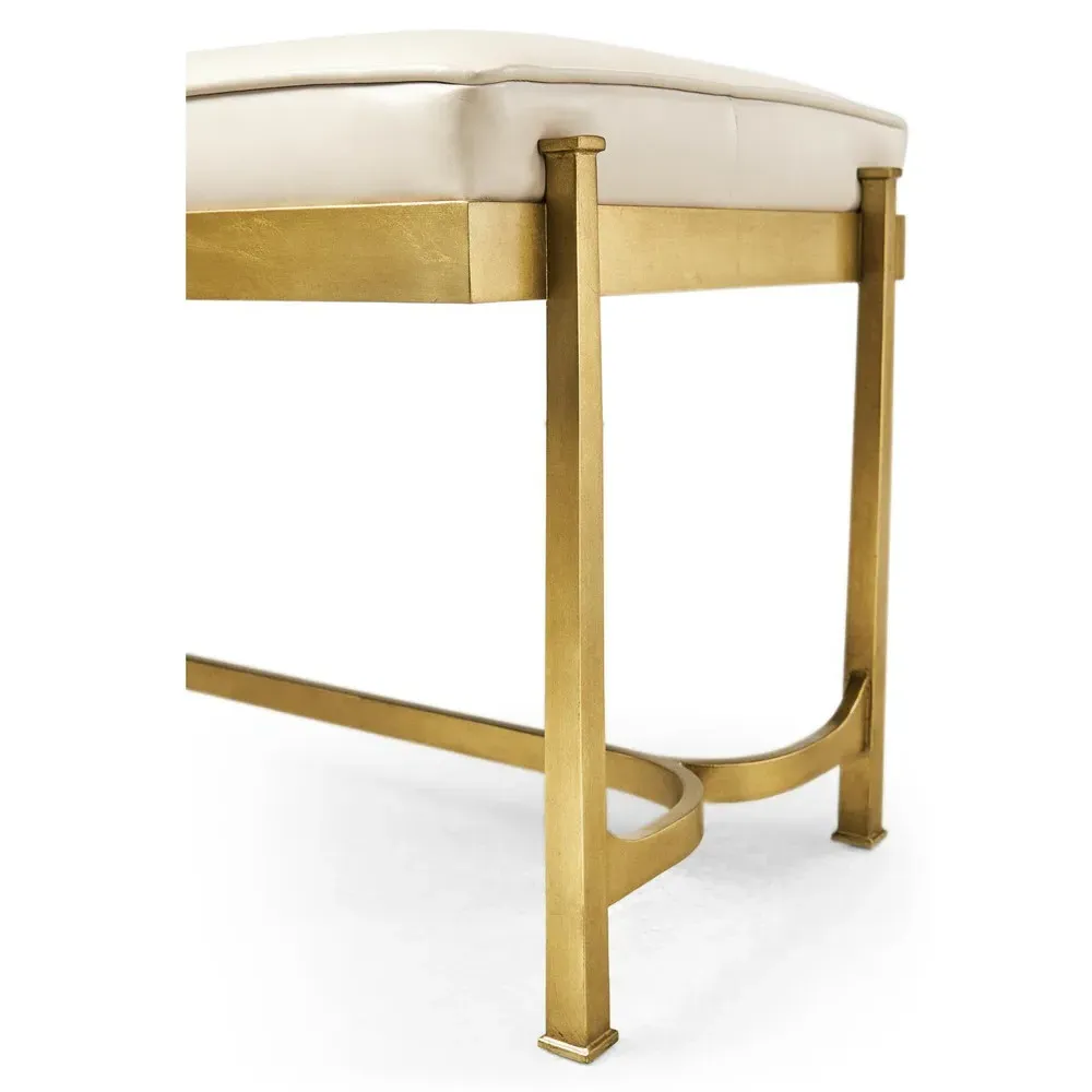 Prescott Tufted Bedroom Bench - Cream, Leather