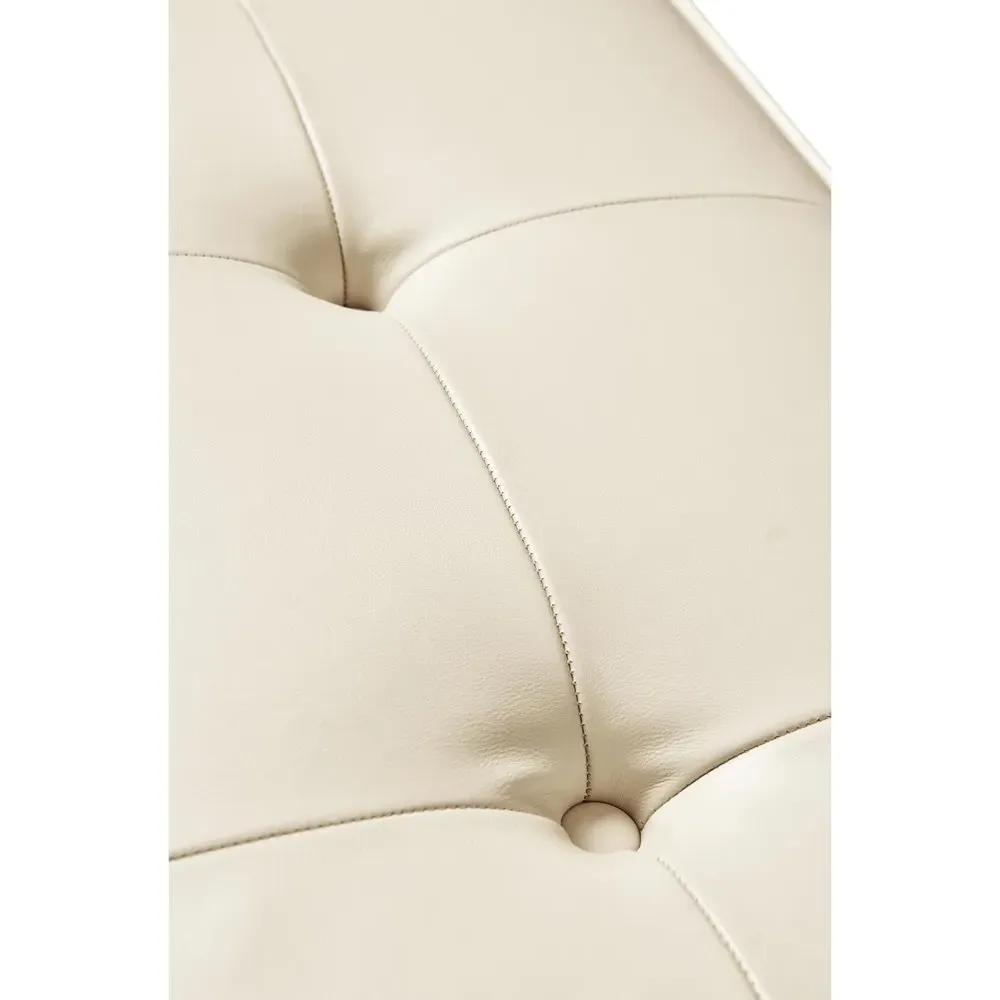 Prescott Tufted Bedroom Bench - Cream, Leather