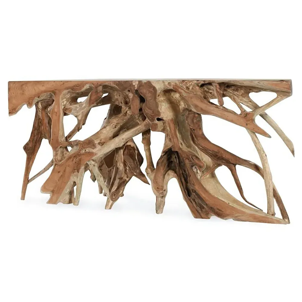 Prescy Large Console Table - Natural Brown, Teak Wood