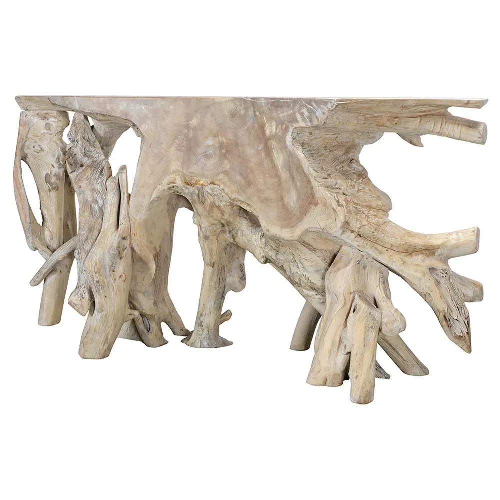 Prescy Large Console Table - Natural, Teak Wood Root