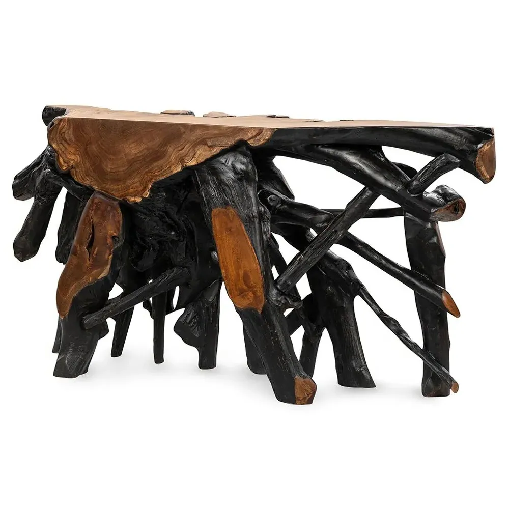 Prescy Small Console Table - Black Brown, Teak Wood