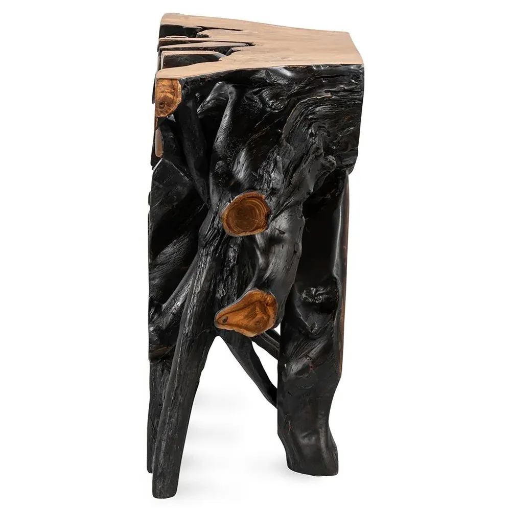 Prescy Small Console Table - Black Brown, Teak Wood