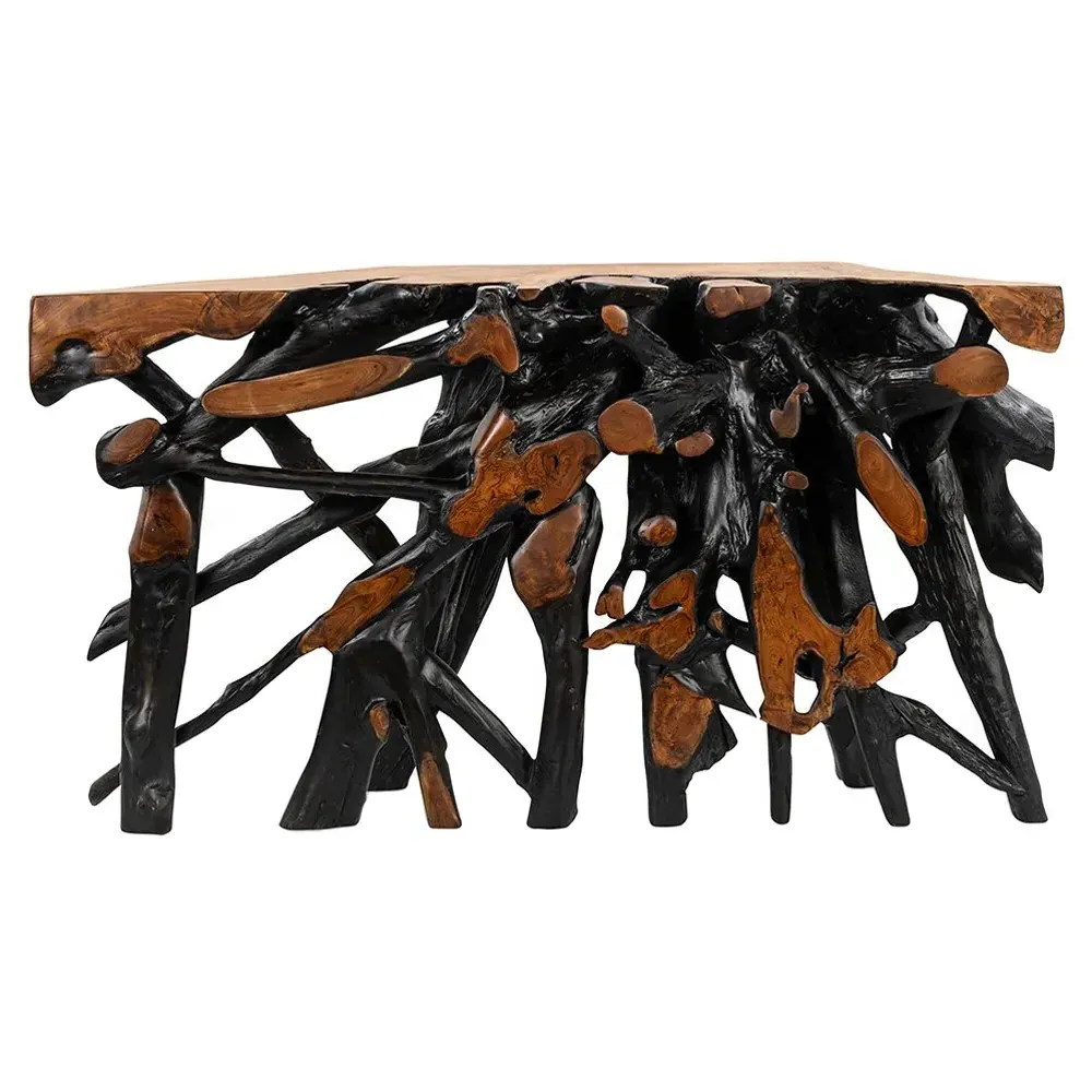 Prescy Small Console Table - Black Brown, Teak Wood image