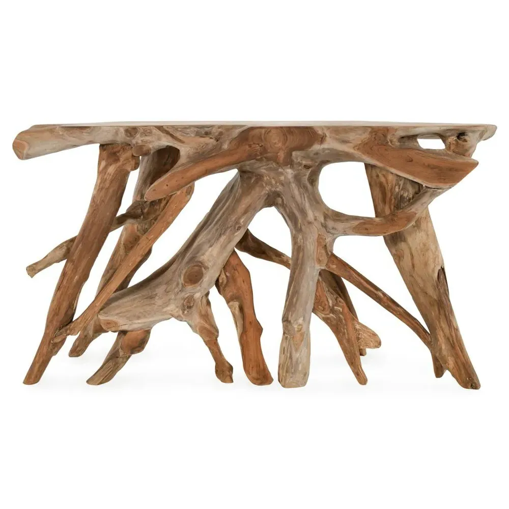 Prescy Small Console Table - Natural Brown, Teak Wood
