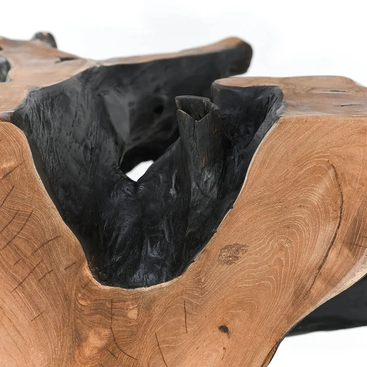 Prescy Square Teak Root Coffee Table - Black, Brown