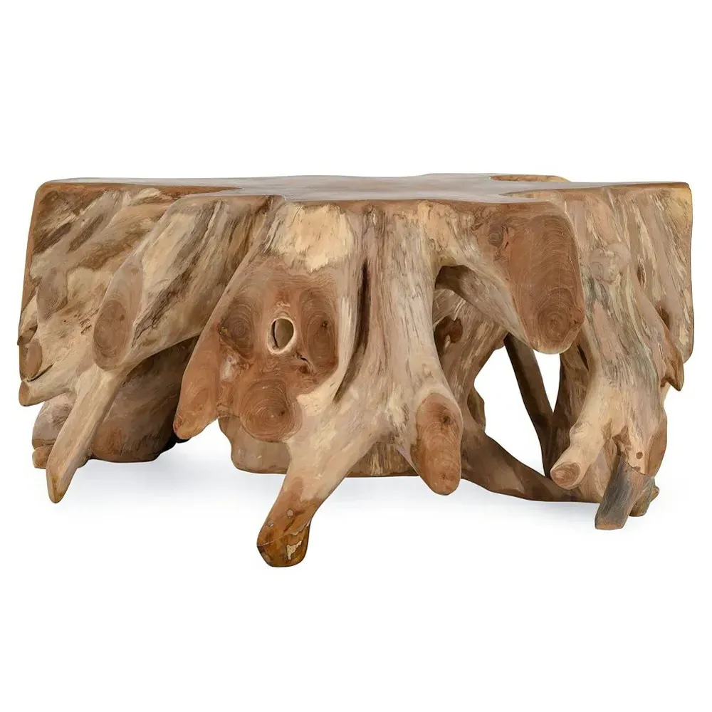 Prescy Teak Wood Root Coffee Table - Natural Brown