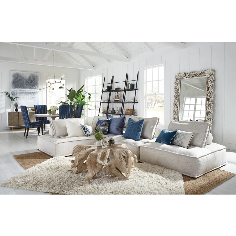 Prescy Teak Wood Root Coffee Table - Natural White Wash