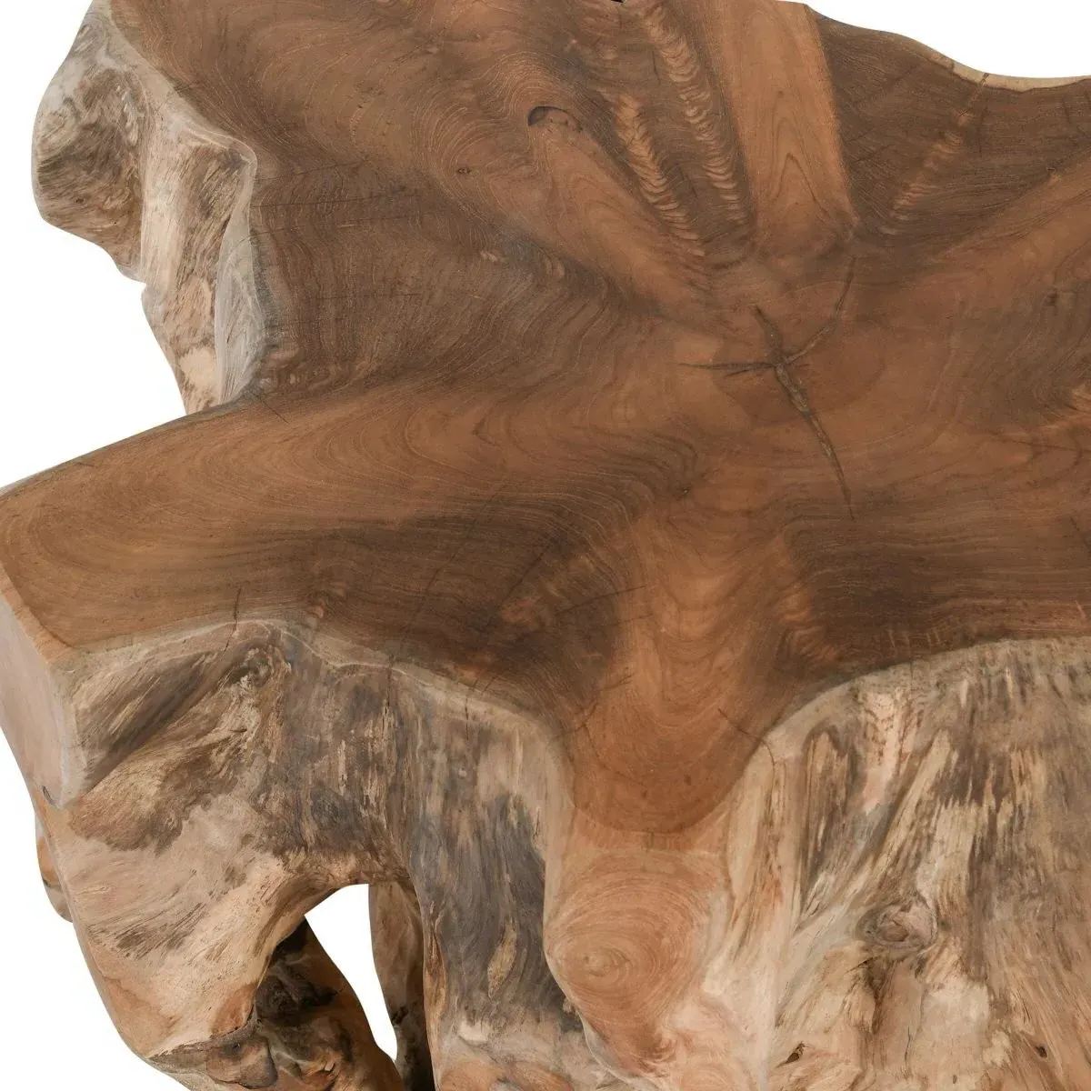 Prescy Teak Wood Root End Table - Natural Brown
