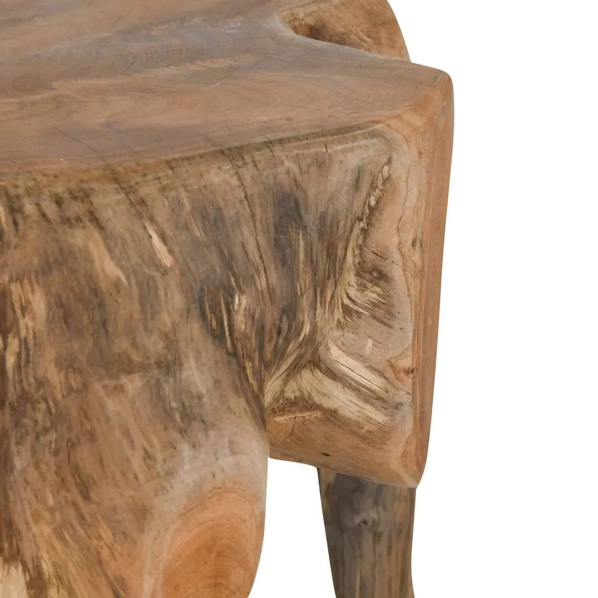 Prescy Teak Wood Root End Table - Natural Brown