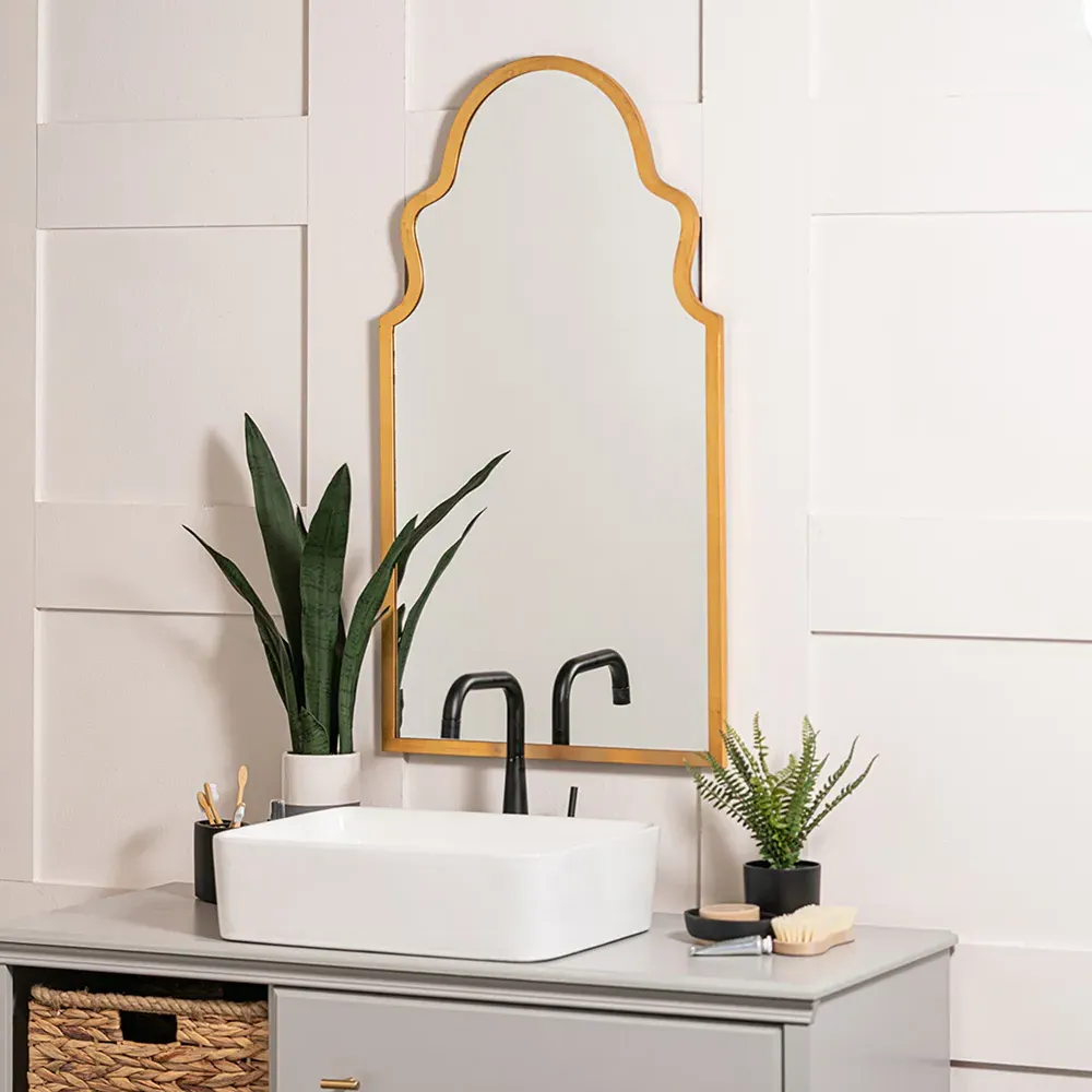 Presley Arch Wall Mirror - Gold, Metal