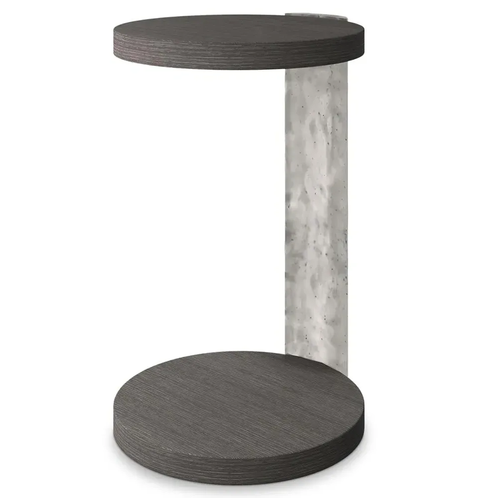 Preston Round Side Table - Grey, Oak