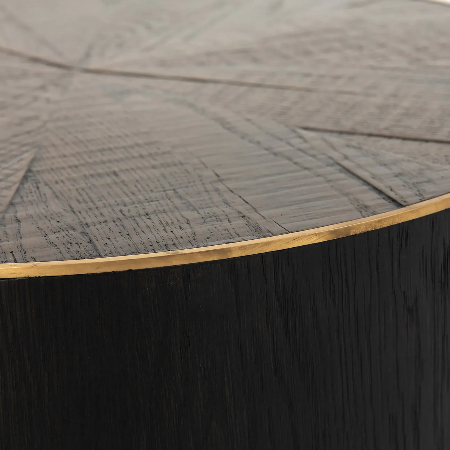 Primo Round Starburst Coffee Table - Black, Oak